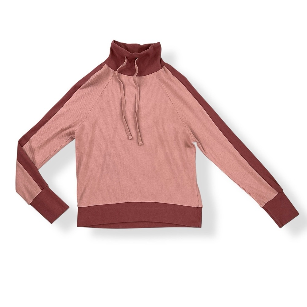 Monrow Sweatshirt Women Medium Pink Long Sleeve Turtleneck Drawstring